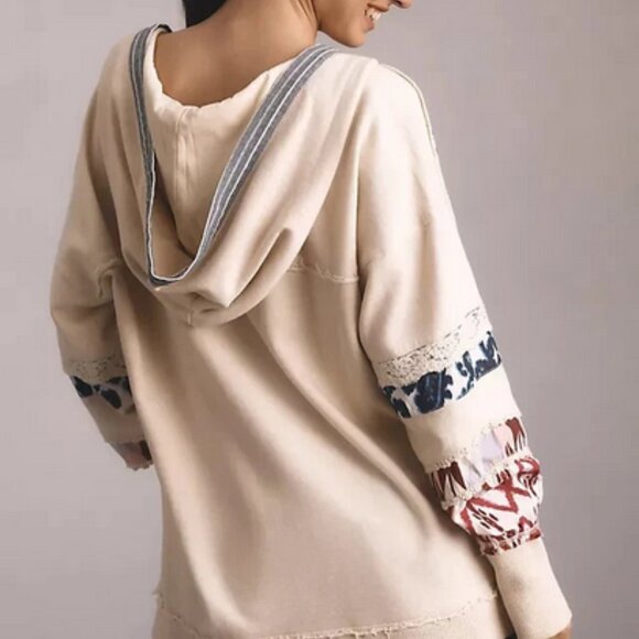 Pilcro Crafted Button-Front Pullover Hoodie Top Anthropologie Tunic M - Picture 2 of 9